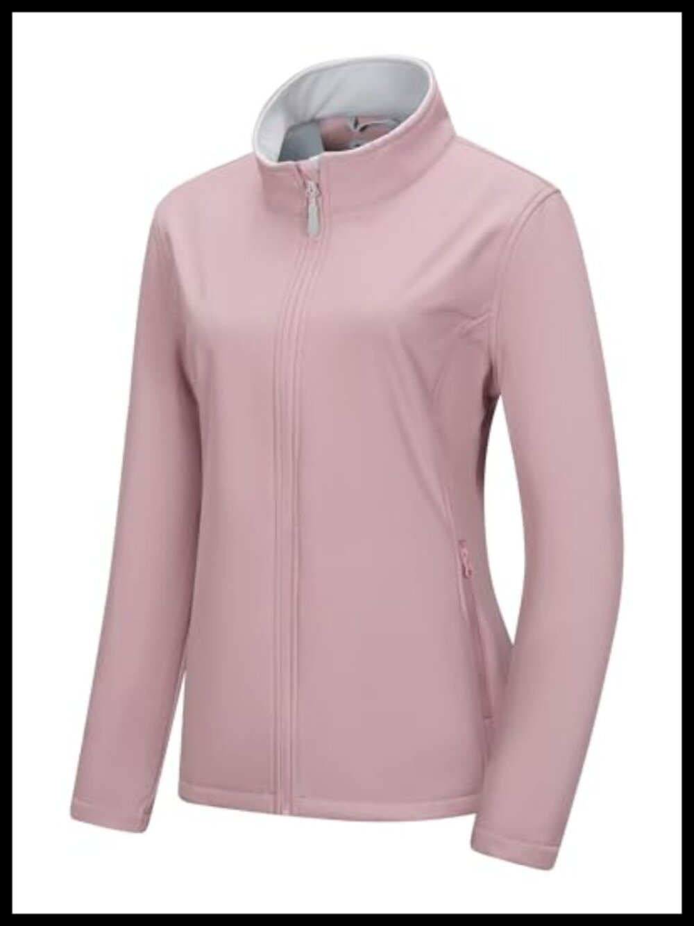 Women's Waterproof Softshell Jacket Lightweight Fleece Lined Zip Up Coat